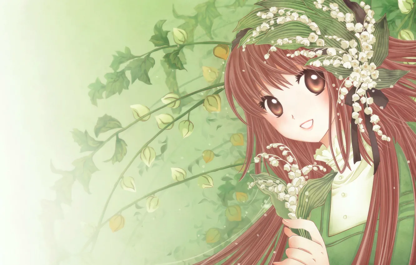 Photo wallpaper smile, lilies of the valley, art, CLAMP, symphony of colors, kobato hanato