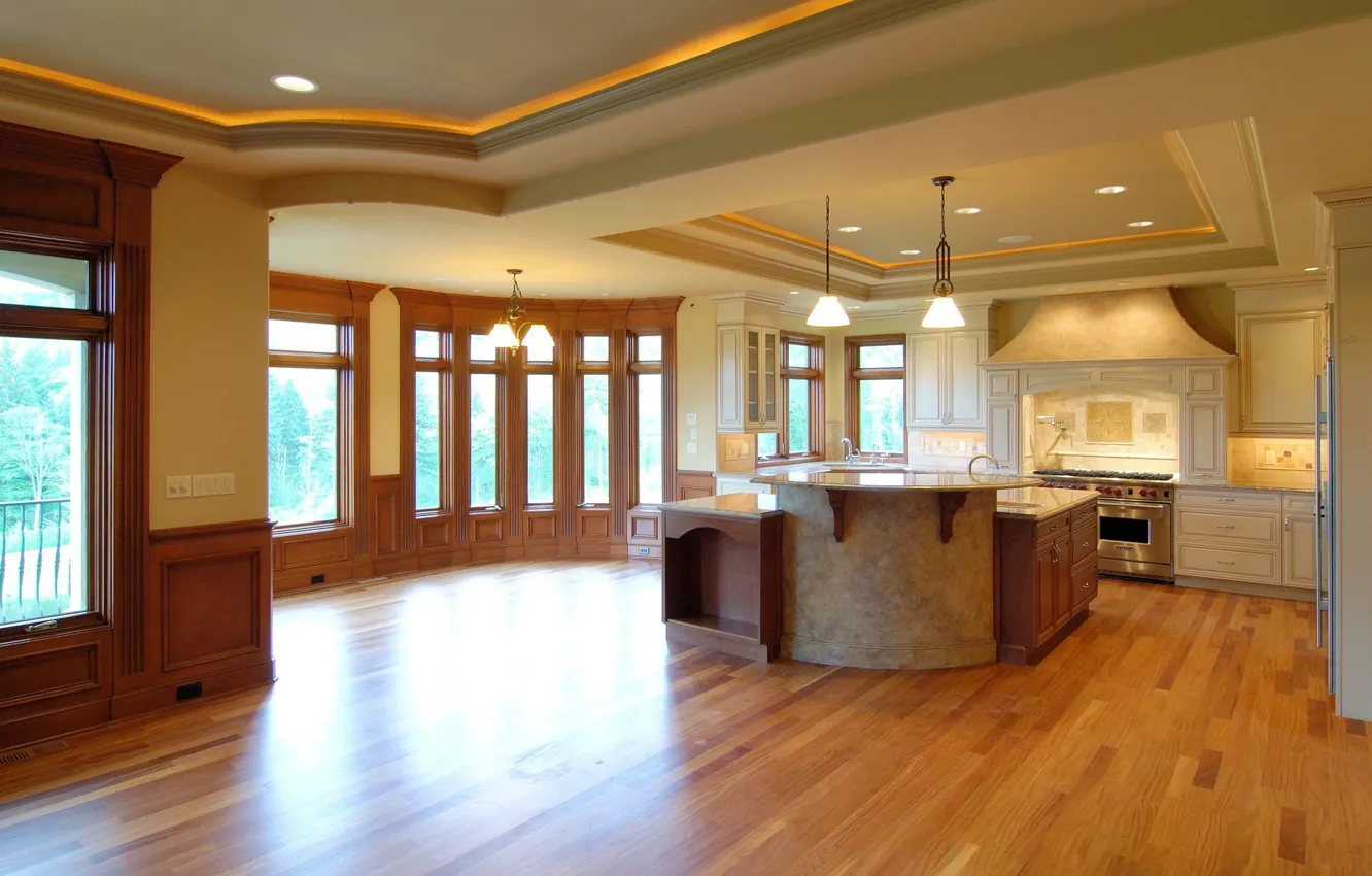 Photo wallpaper villa, luxury, kitchen, living space