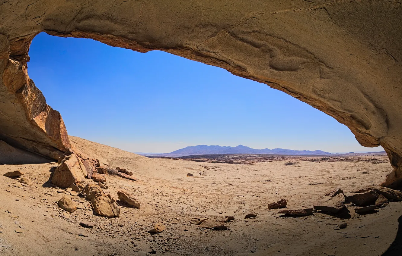 Photo wallpaper sand, the sky, mountains, nature, cave, the grotto