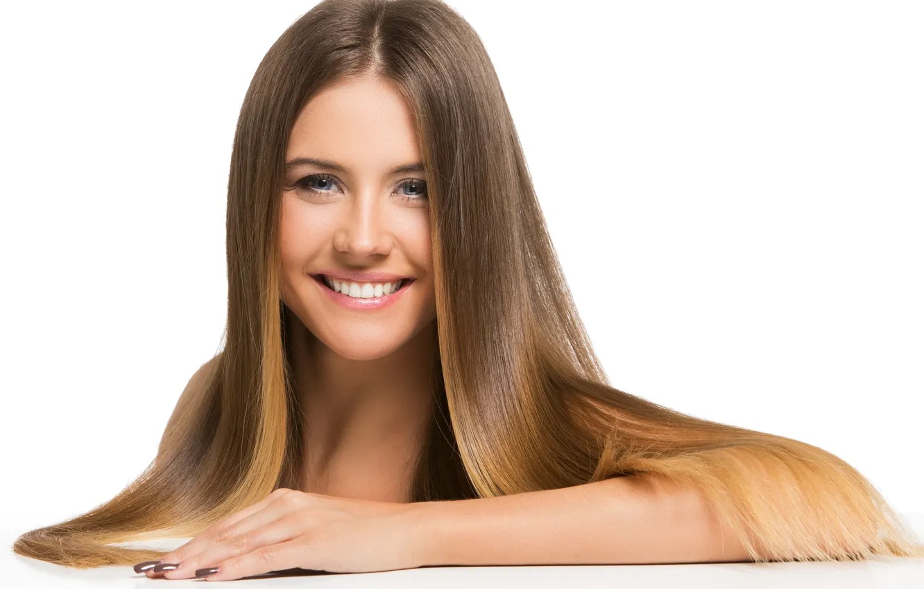 Photo wallpaper girl, young, sweet, smiling, long-haired