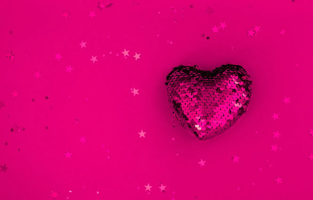 Photo wallpaper winter, holiday, heart, Shine, Christmas, New year, heart, pink background