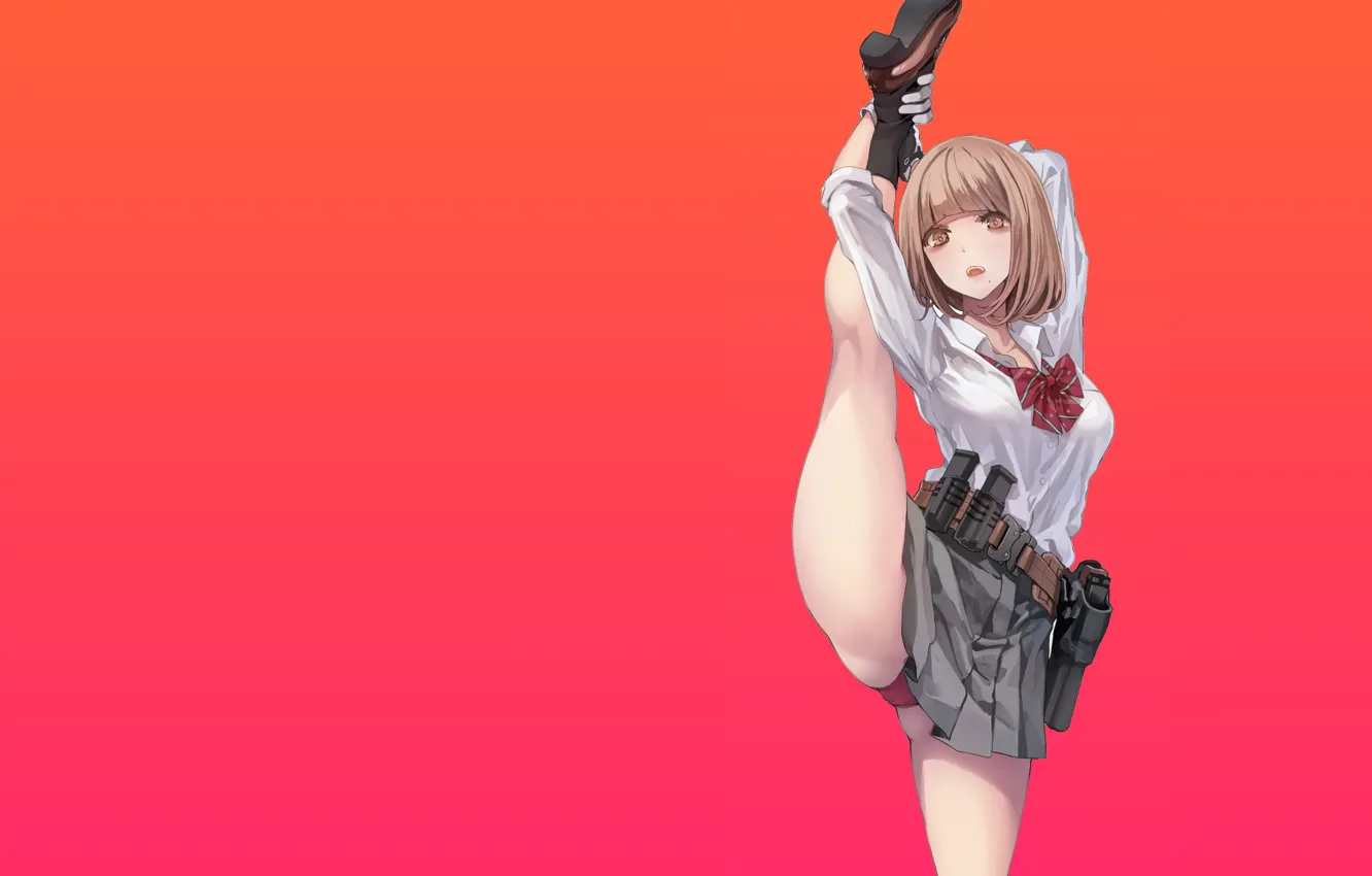 Photo wallpaper girl, sexy, Stretch, panties, legs, anime, short hair, pretty