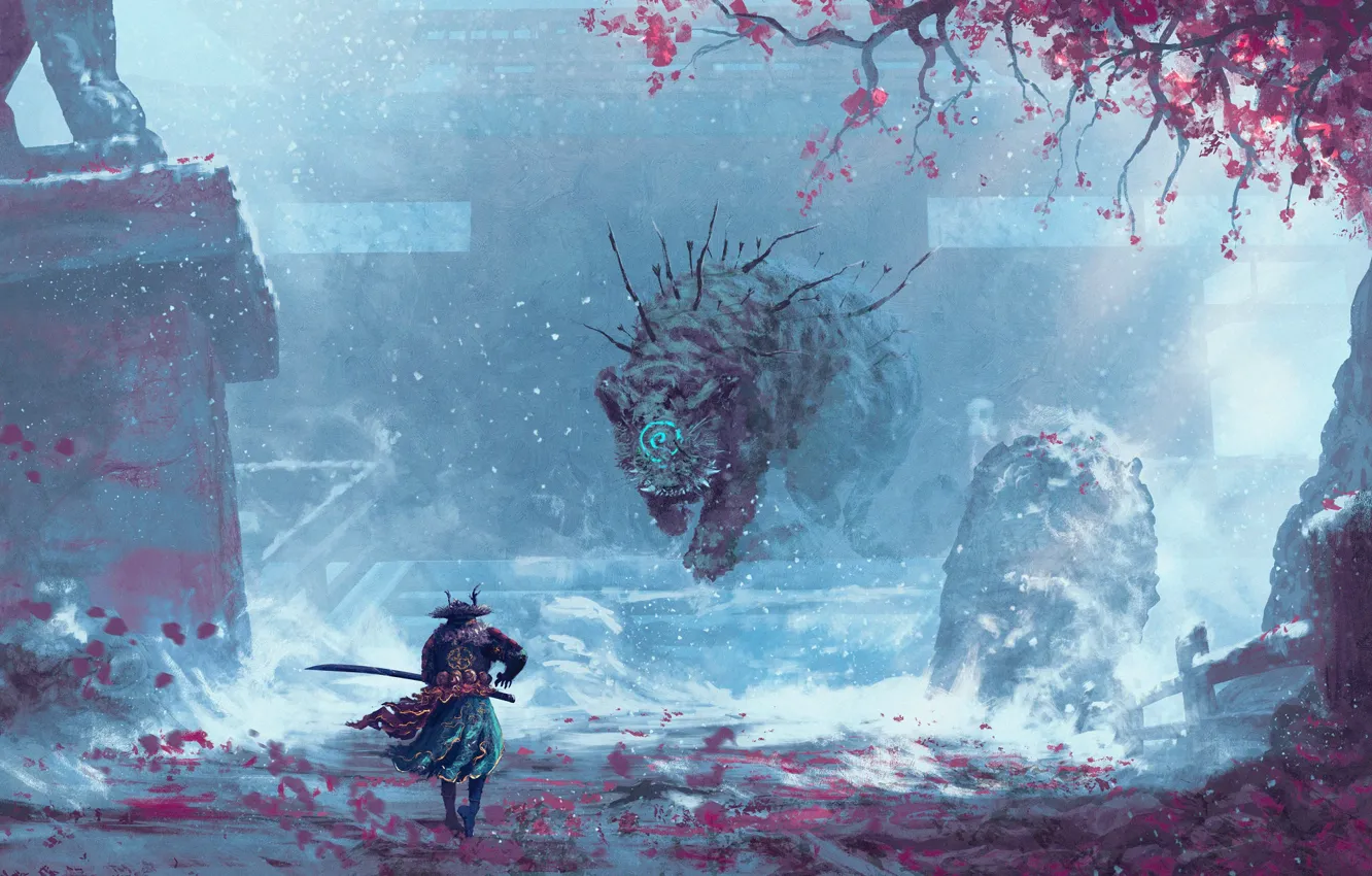 Photo wallpaper nature, being, samurai