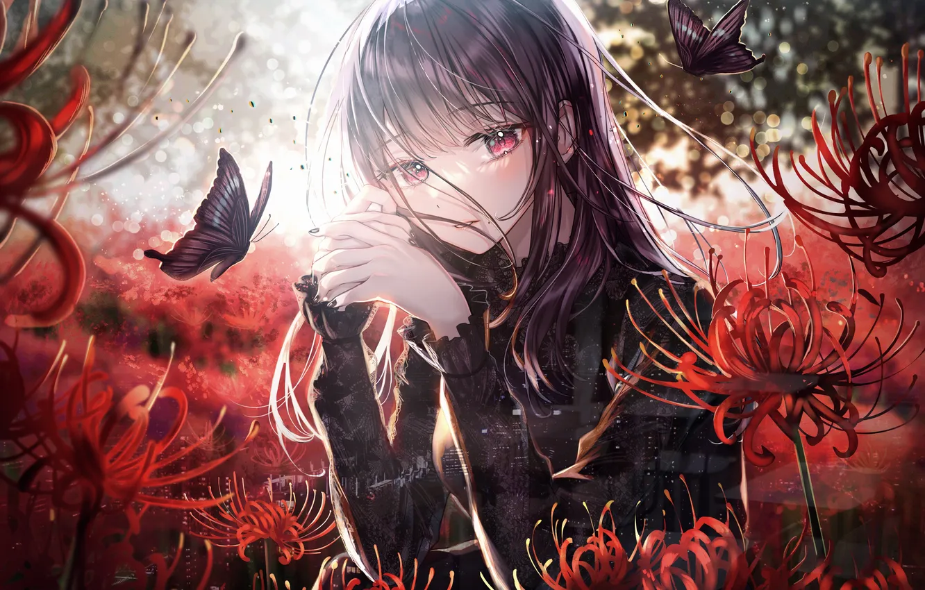 Photo wallpaper girl, butterfly, he lost his parents,