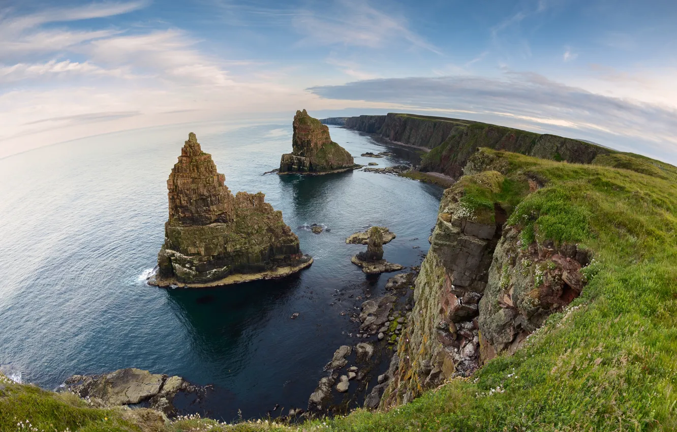 Photo wallpaper rocks, coast, Scotland, Scotland, North sea, North Sea, Duncansby Stacks, Caithness