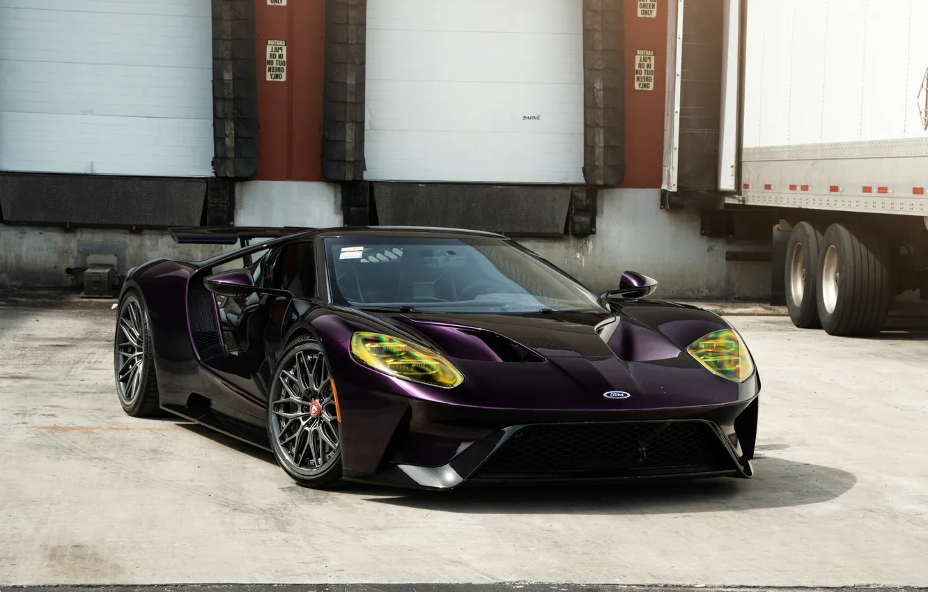 Photo wallpaper Ford, Ford GT, Purple, Front, Sportcar