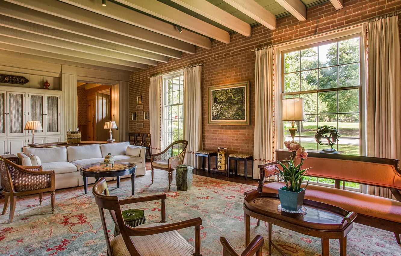 Photo wallpaper style, interior, home in Dallas, living room, Texas, design