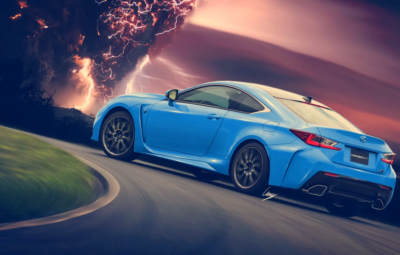 Photo wallpaper lightning, Lexus, blue, rear, HansenART, Hansen Type, by ilpol my, RC-F