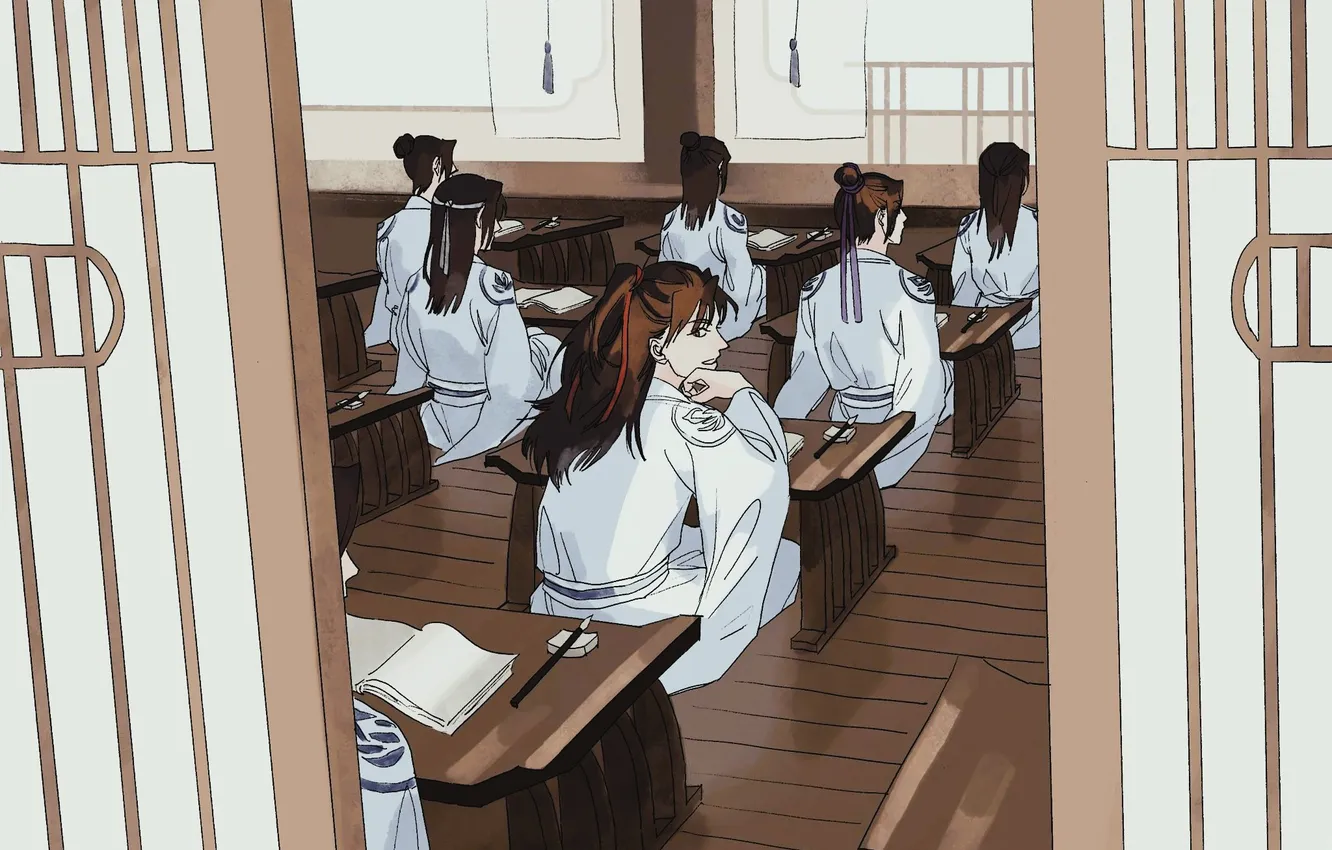 Photo wallpaper table, class, brush, adept, student, Mo Dao Zu Shi, CNRI, Wei Ying