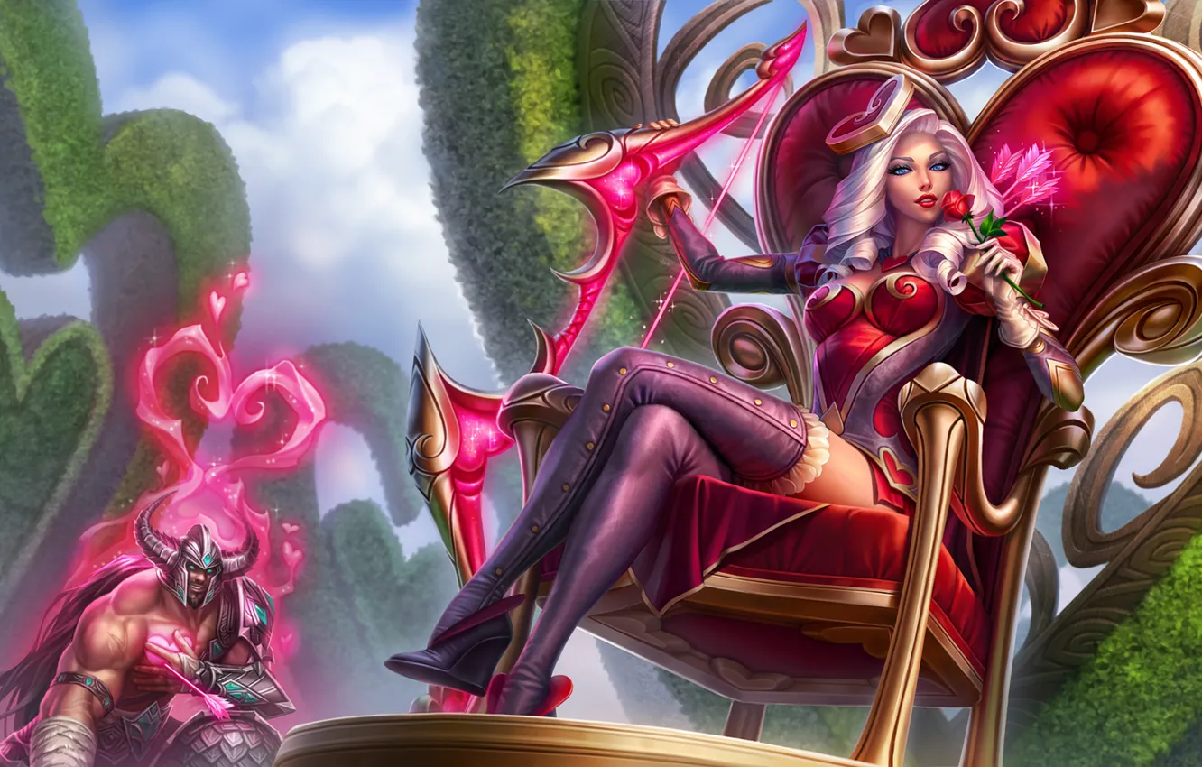 Photo wallpaper girl, the throne, League of Legends, Ashe, Frost Archer