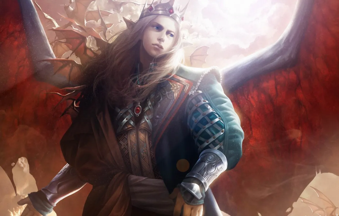 Photo wallpaper wings, crown, the demon, art, guy, ears, galaxy saga