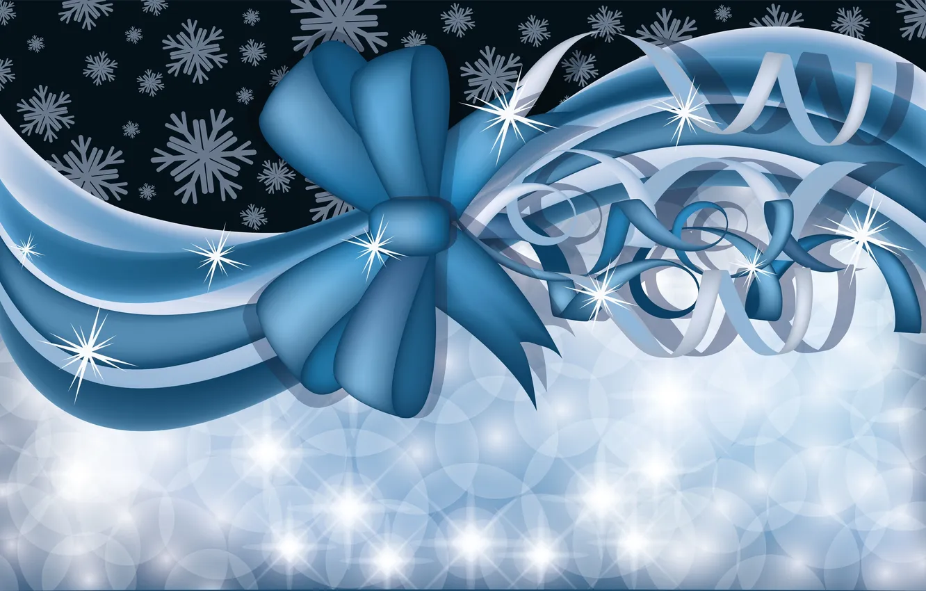 Photo wallpaper snowflakes, tape, bow