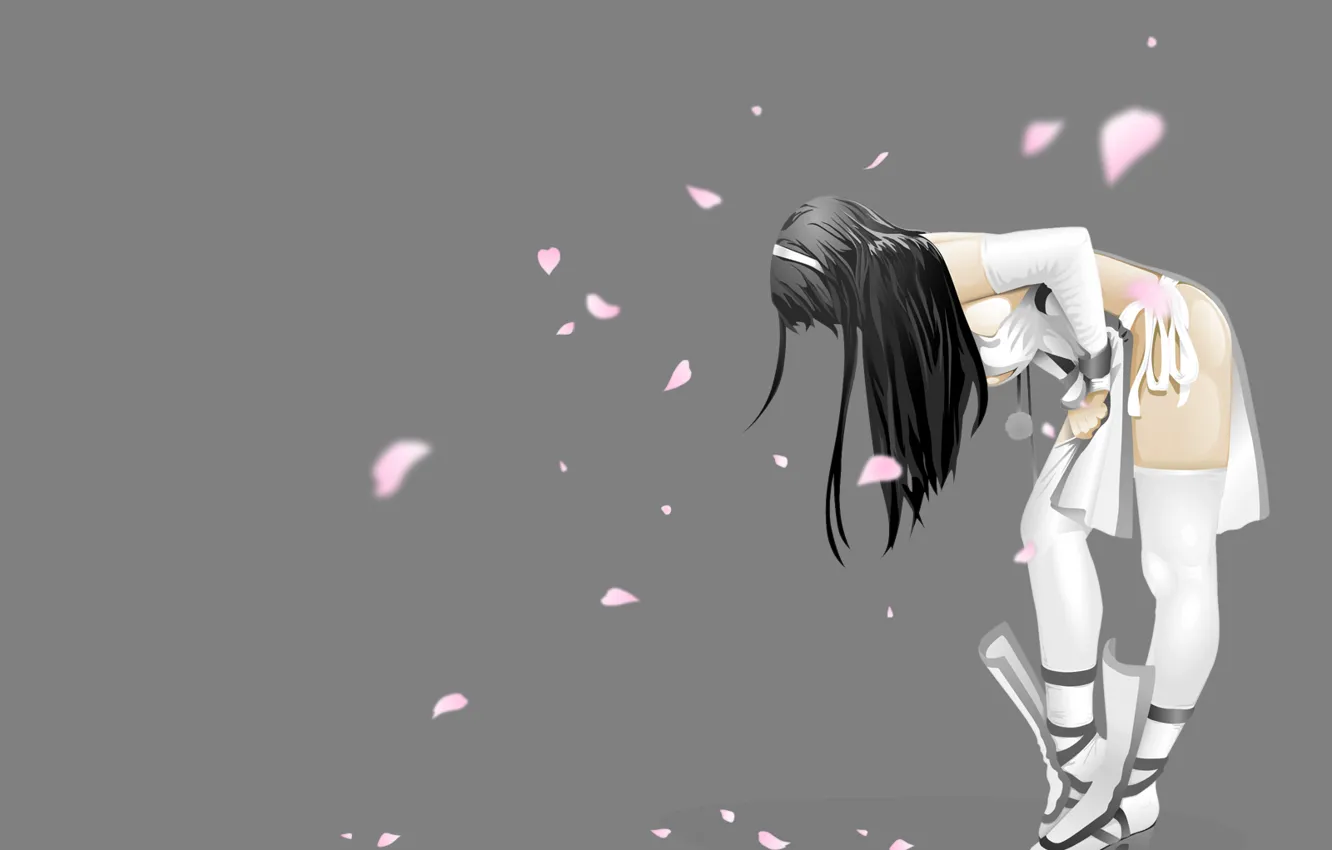 Photo wallpaper girl, petals, Sakura, corrects