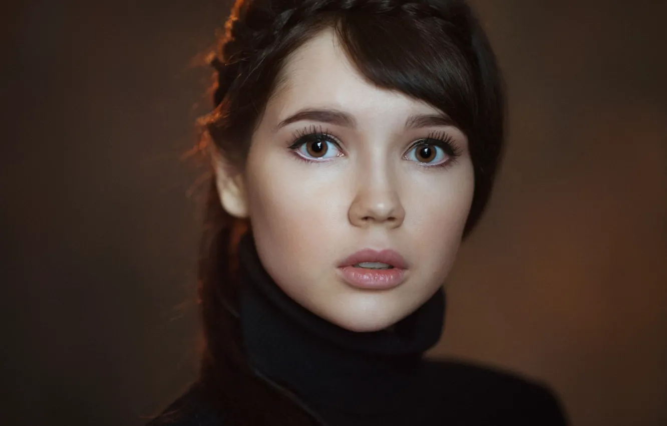 Photo wallpaper face, portrait, brown hair, beautiful girl, brown eyes, Ekaterina Ermakova