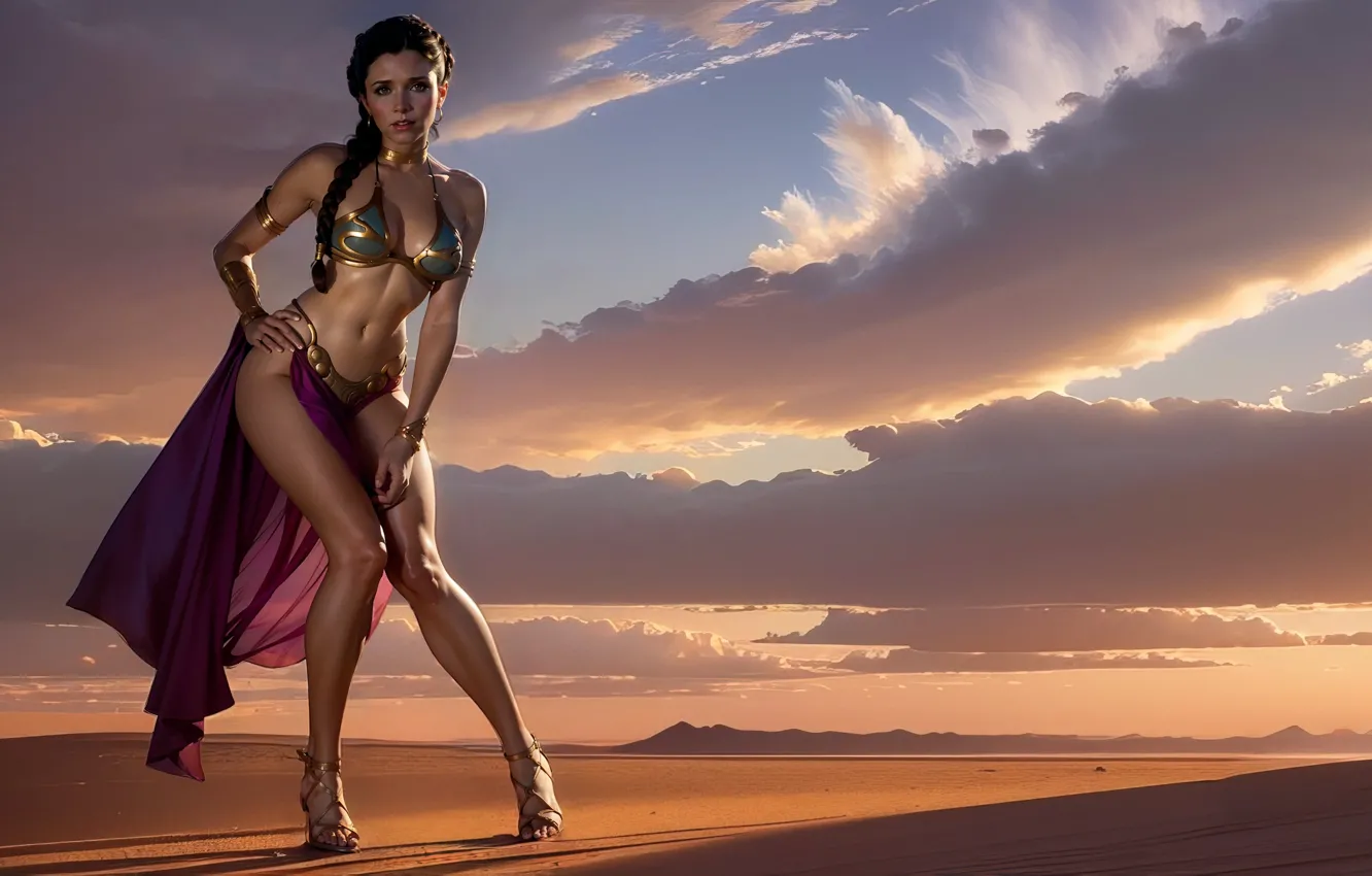 Photo wallpaper girl, Princess Leia, AI Art