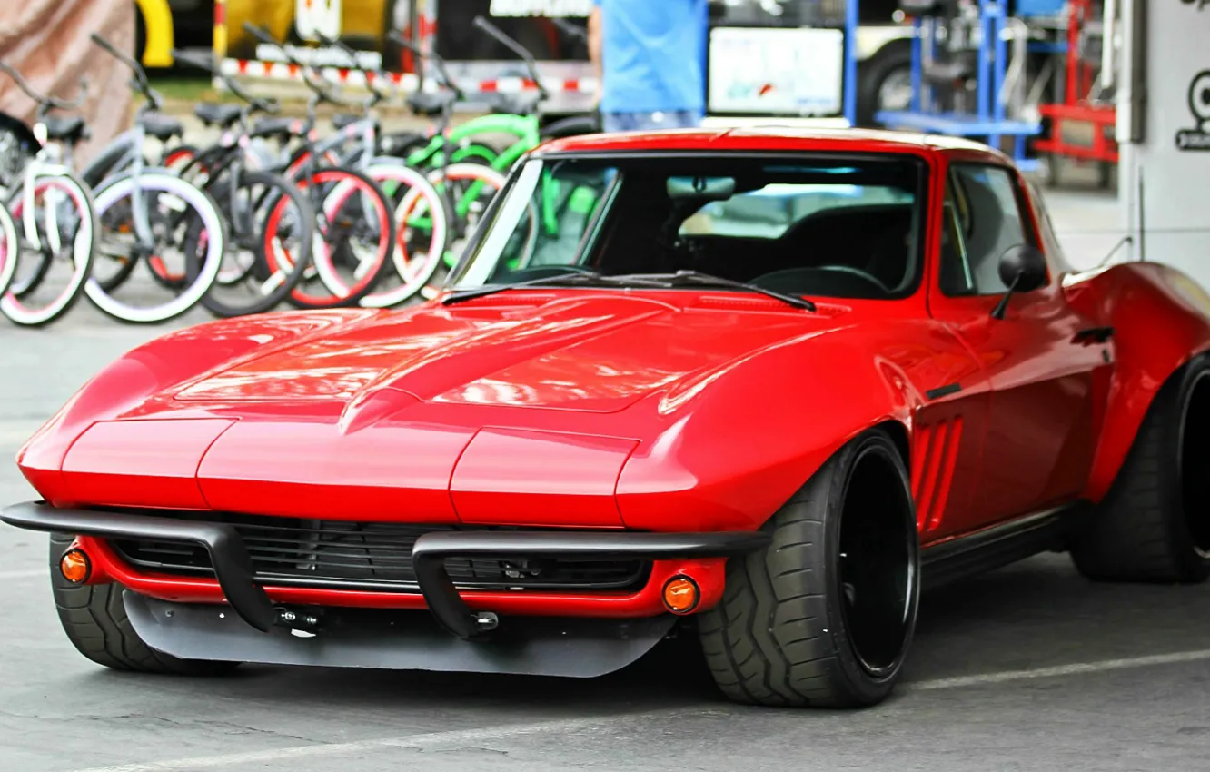 Photo wallpaper Corvette, Chevrolet, Red, Stingray