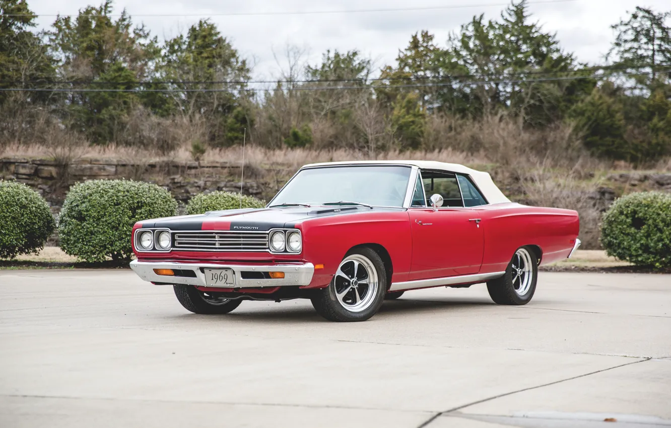 Photo wallpaper 1969, red, Plymouth, Road Runner, Plymouth Road Runner Convertible