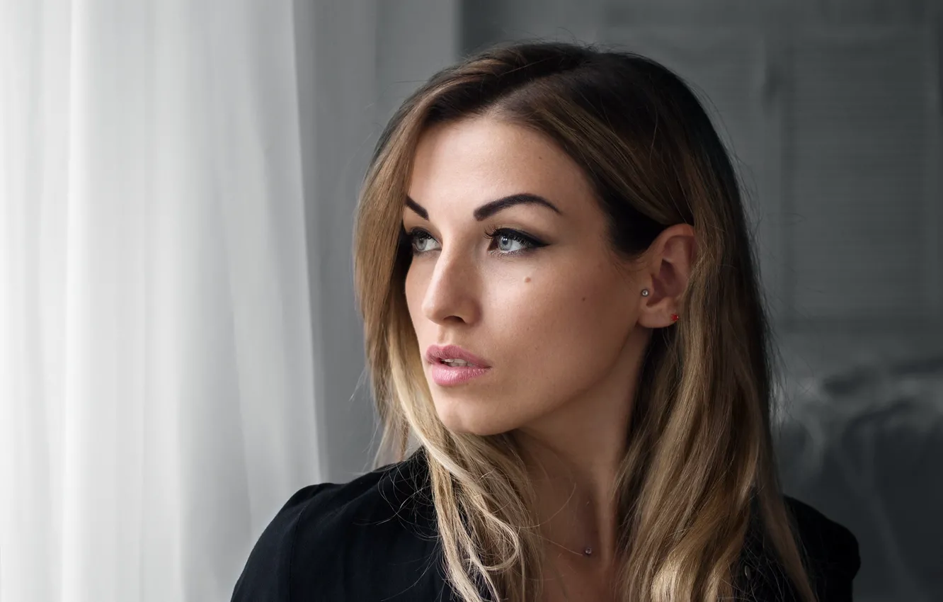 Photo wallpaper model, pretty, make up, Forest Albert