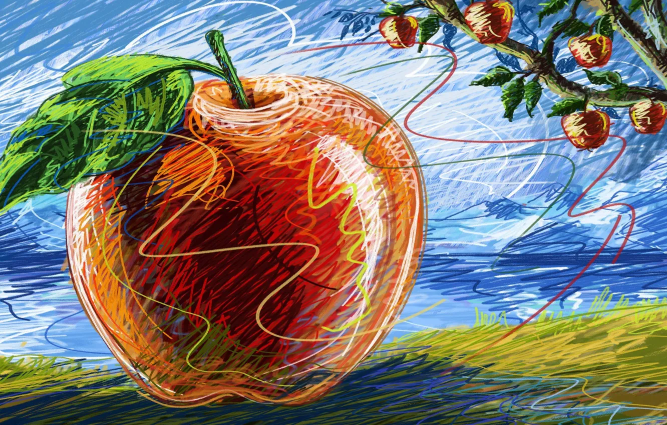 Photo wallpaper macro, tree, figure, Apple, fruit, Apple