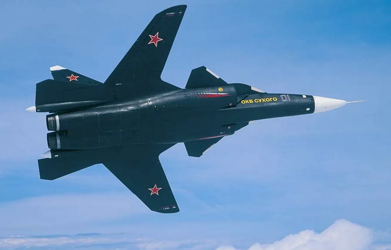 Photo wallpaper Fighter, Height, Flight, BBC, Russia, Dry, Su-47, Eagle
