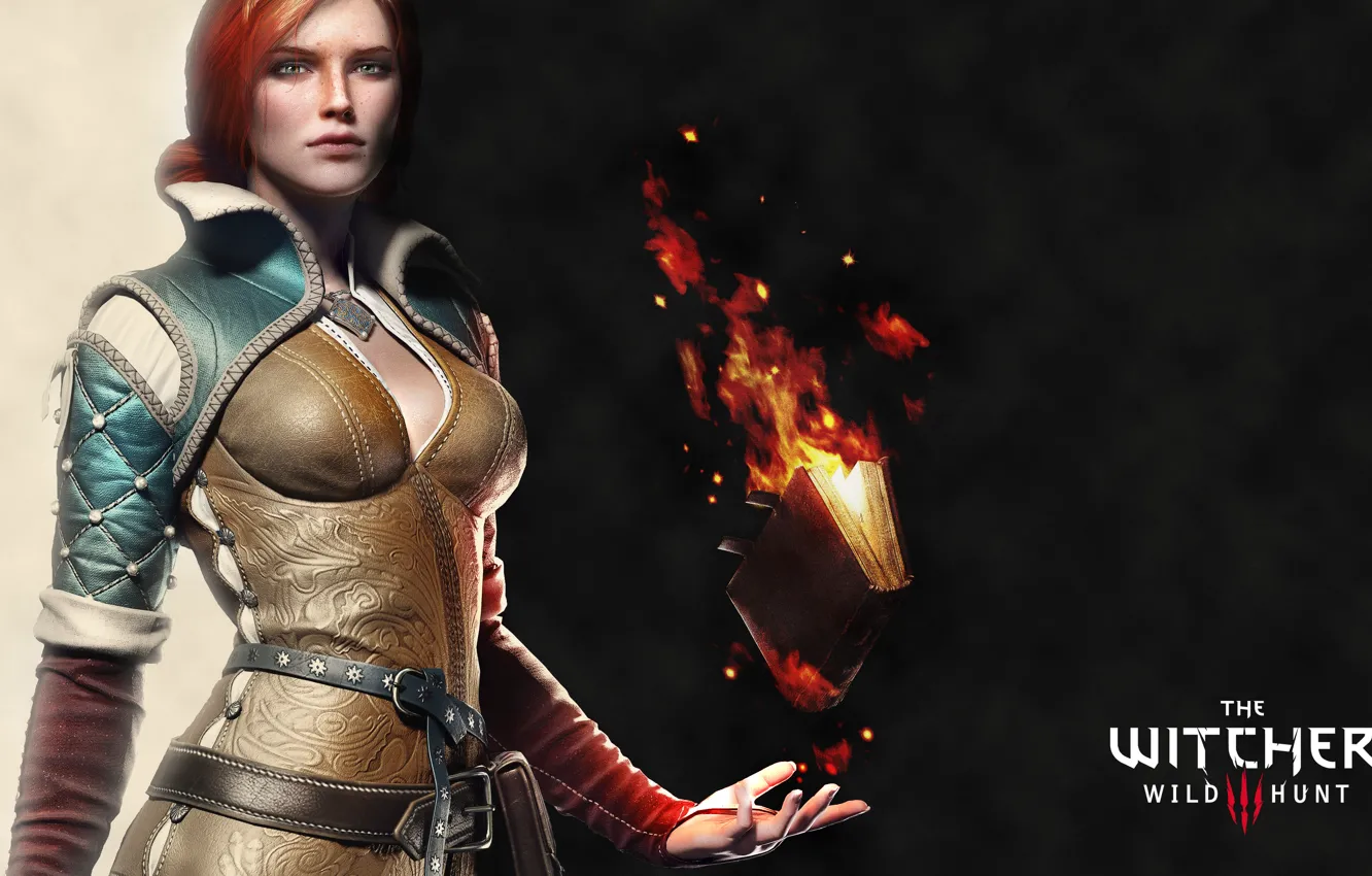 Photo wallpaper girl, red, The Witcher, Triss Merigold, The Witcher 3: Wild Hunt, The Witcher 3: Wild …