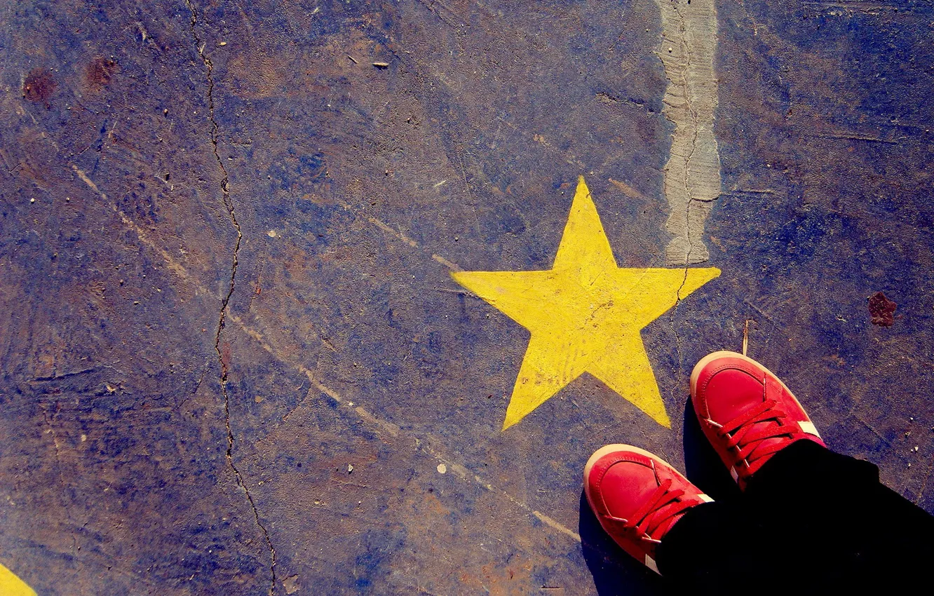 Photo wallpaper star, sneakers, texture