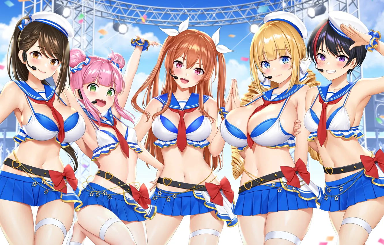 Photo wallpaper girl, sexy, cleavage, pink hair, long hair, boobs, anime, beautiful