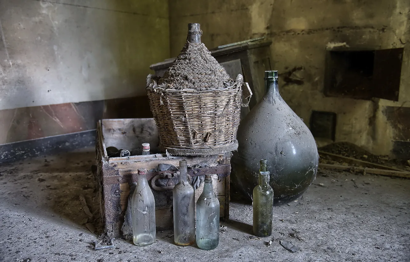 Photo wallpaper background, room, bottle