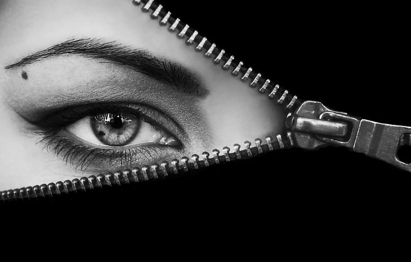 Photo wallpaper eyes, look, girl, castle, lightning