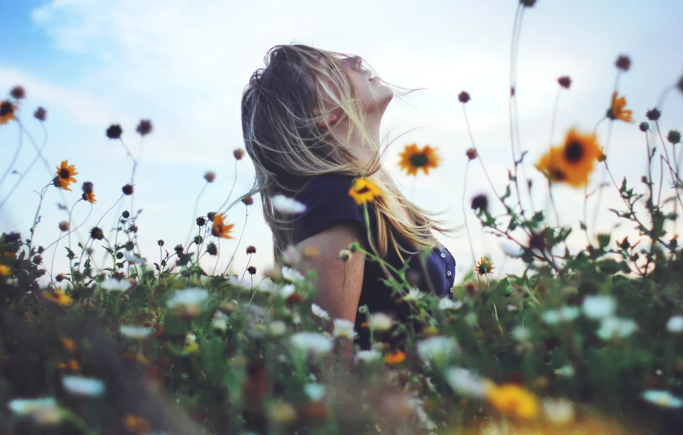 Photo wallpaper summer, girl, flowers