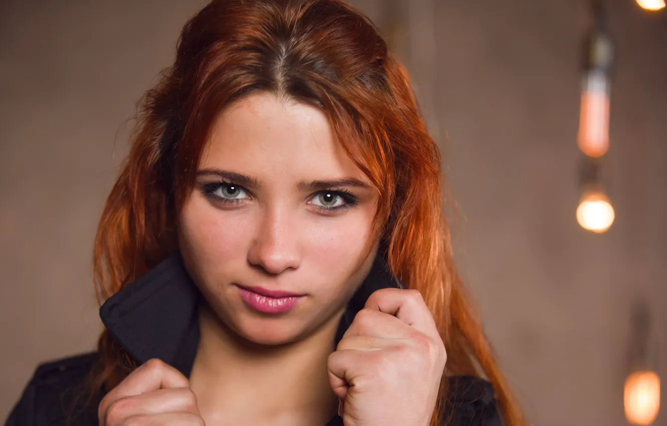 Photo wallpaper model, redhead, portrait, close up, Foxy