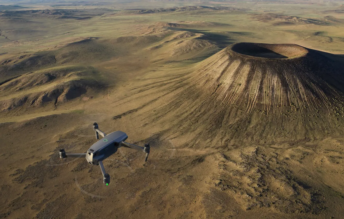 Photo wallpaper the volcano, the view from the top, quadcopter
