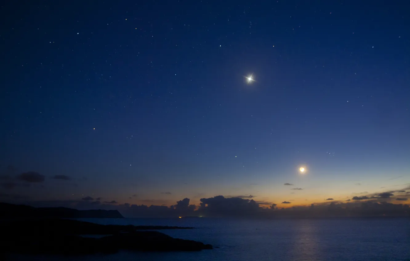 Photo wallpaper coast, The moon, Venus, Donegal