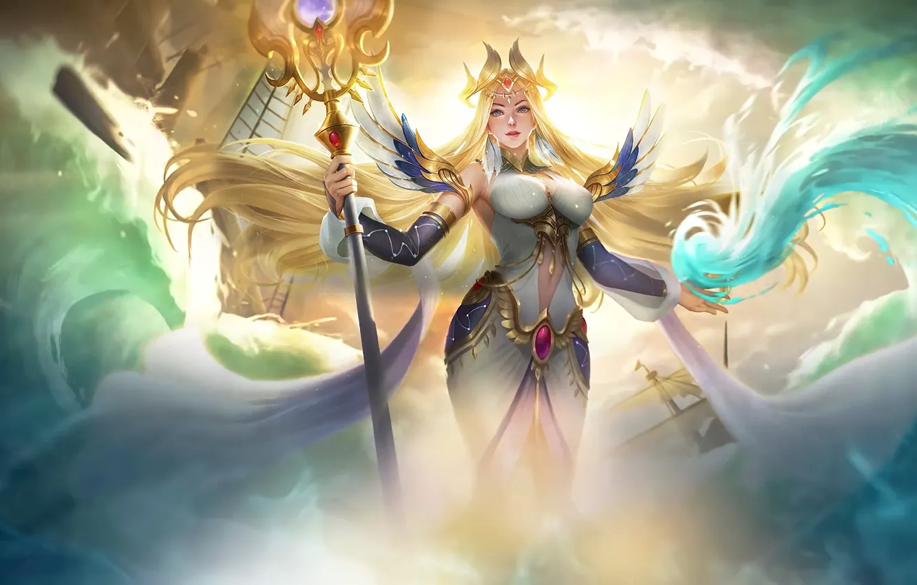 Photo wallpaper wave, magic, characters, Bang Bang, charming girl, Video game, Mobile Legends, Mobile Legends