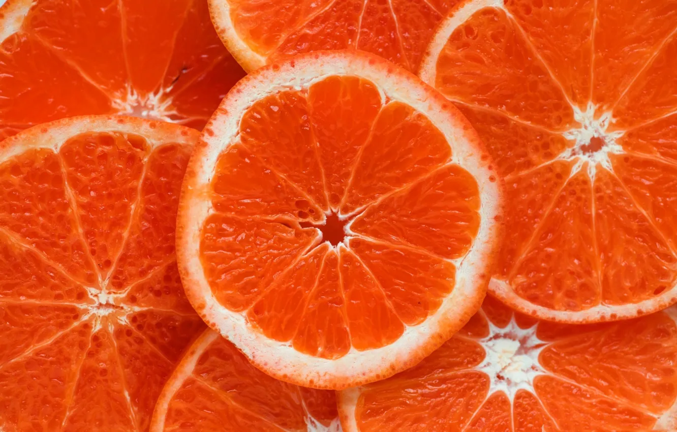 Photo wallpaper orange, food, ring, slice, citrus