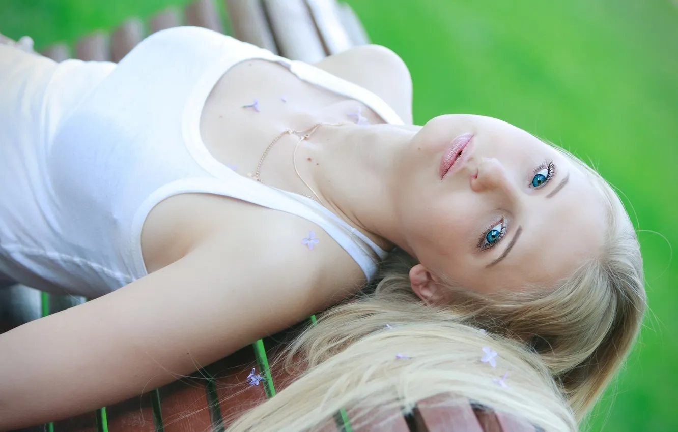 Photo wallpaper look, girl, makeup, blonde