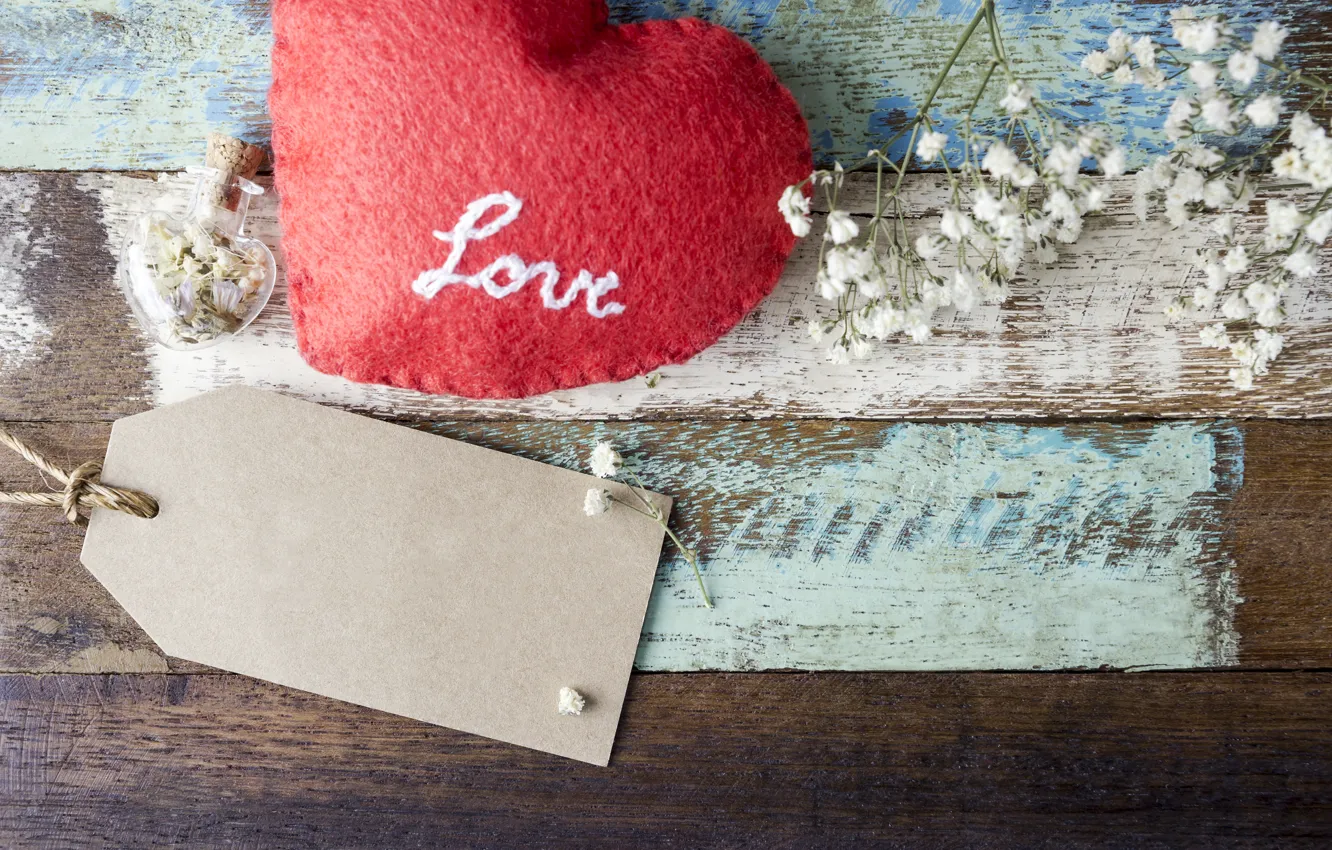 Photo wallpaper love, flowers, heart, red, love, vintage, heart, wood
