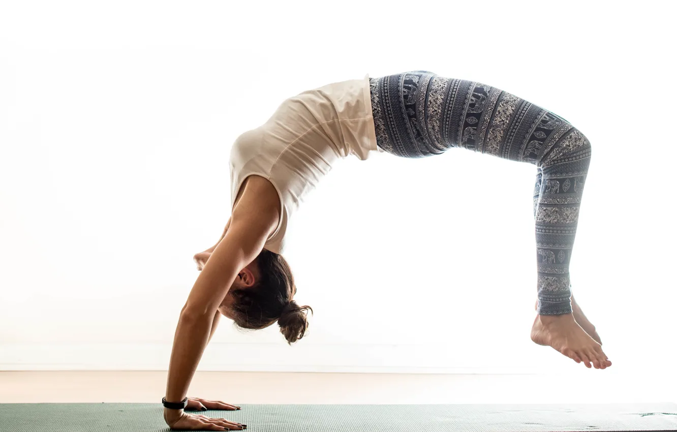 Photo wallpaper girl, pose, yoga, balance