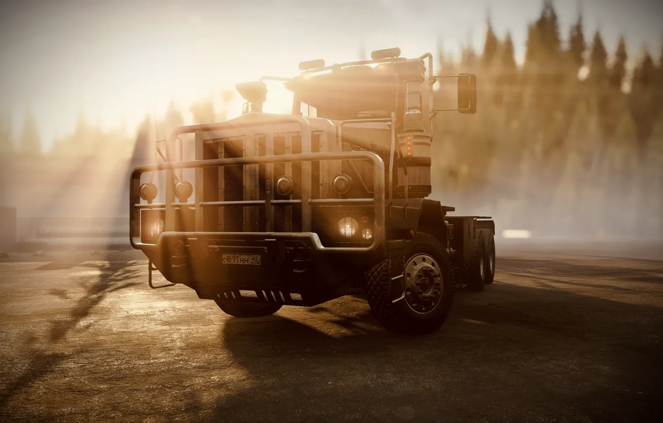 Photo wallpaper HDR, Light, Wood, Truck, Game, Sunshine, Michigan, UHD