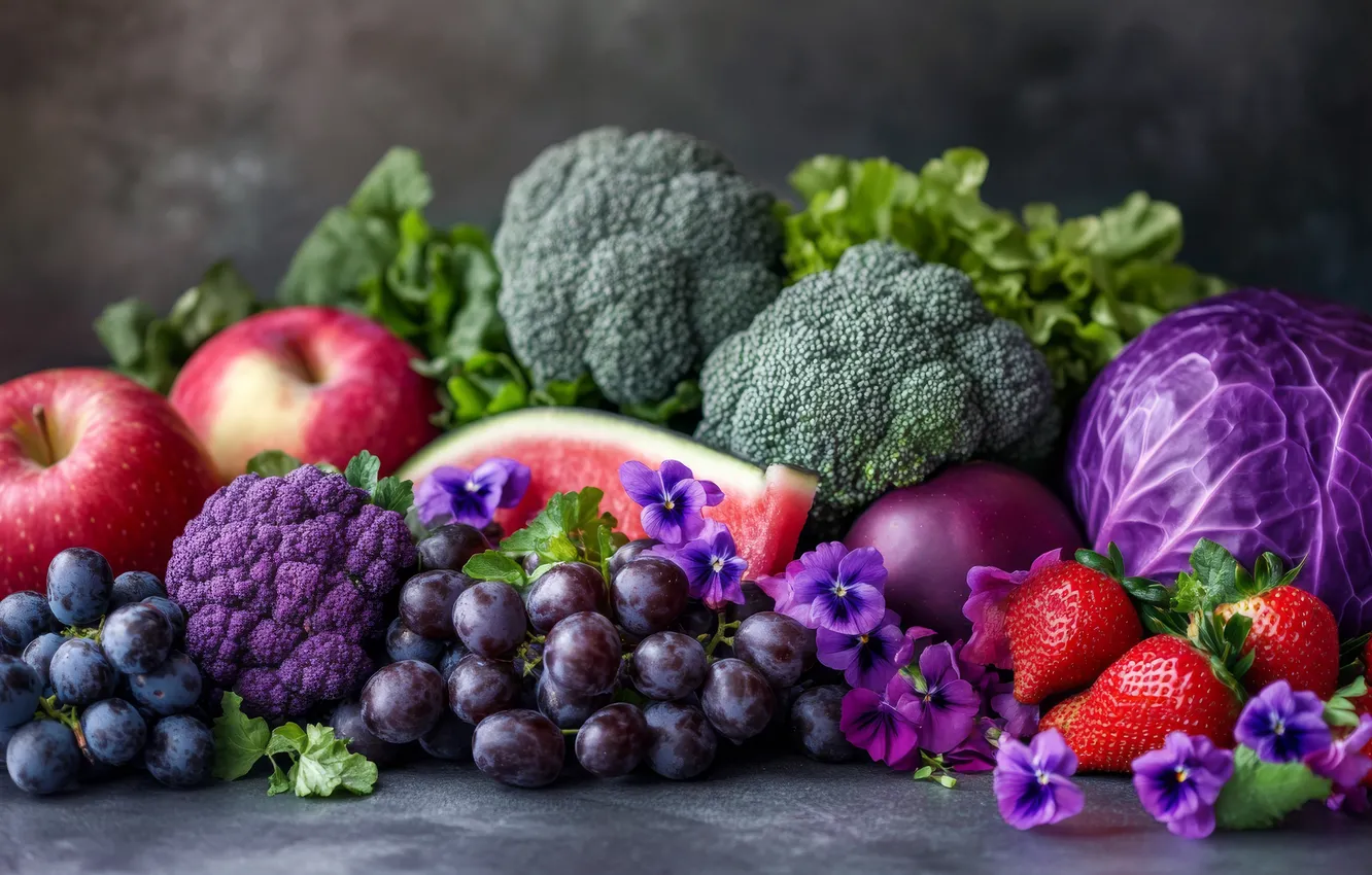 Photo wallpaper grapes, vegetables, AI art, neural network