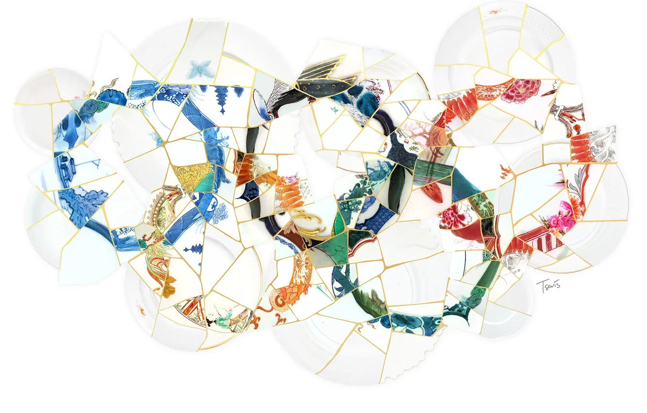 Photo wallpaper fragments, ring, Olympics, symbol, Kintsugi 2020