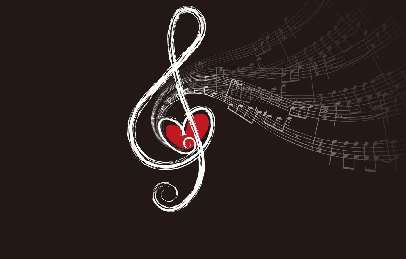 Photo wallpaper notes, heart, key, sound, violin