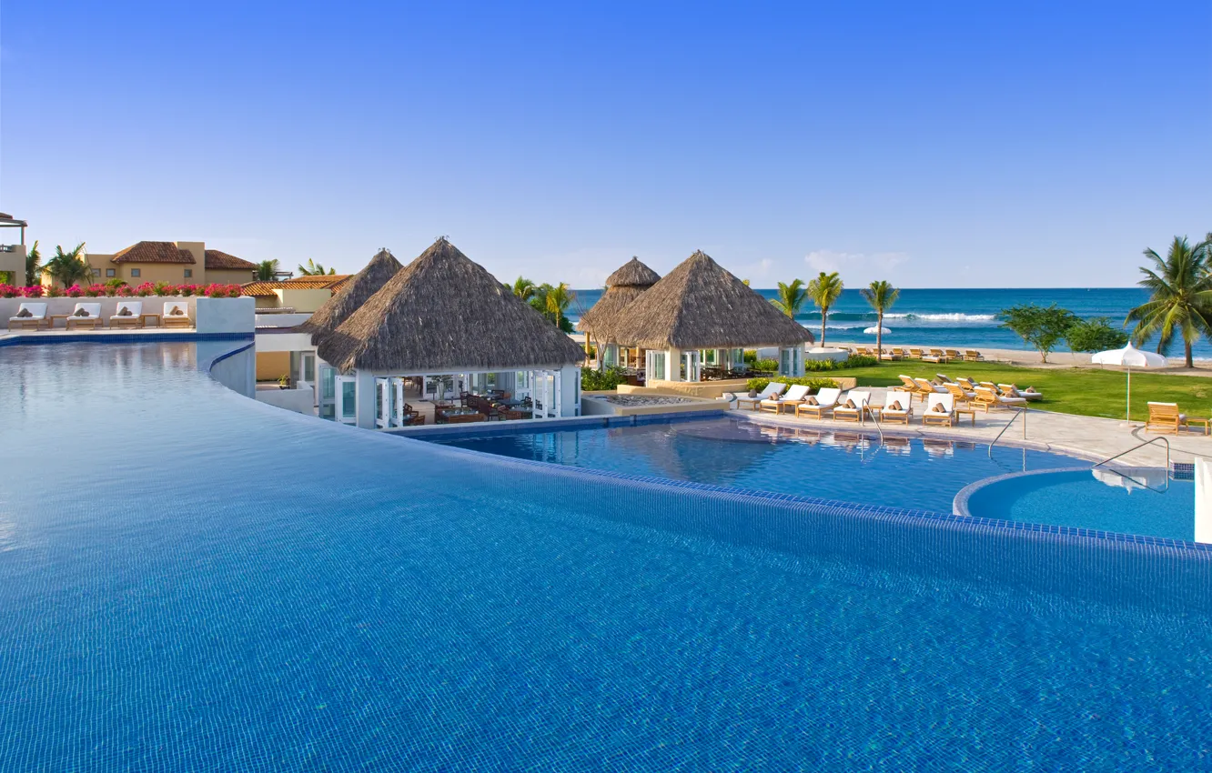 Photo wallpaper pool, beach, ocean, Punta Mita resort