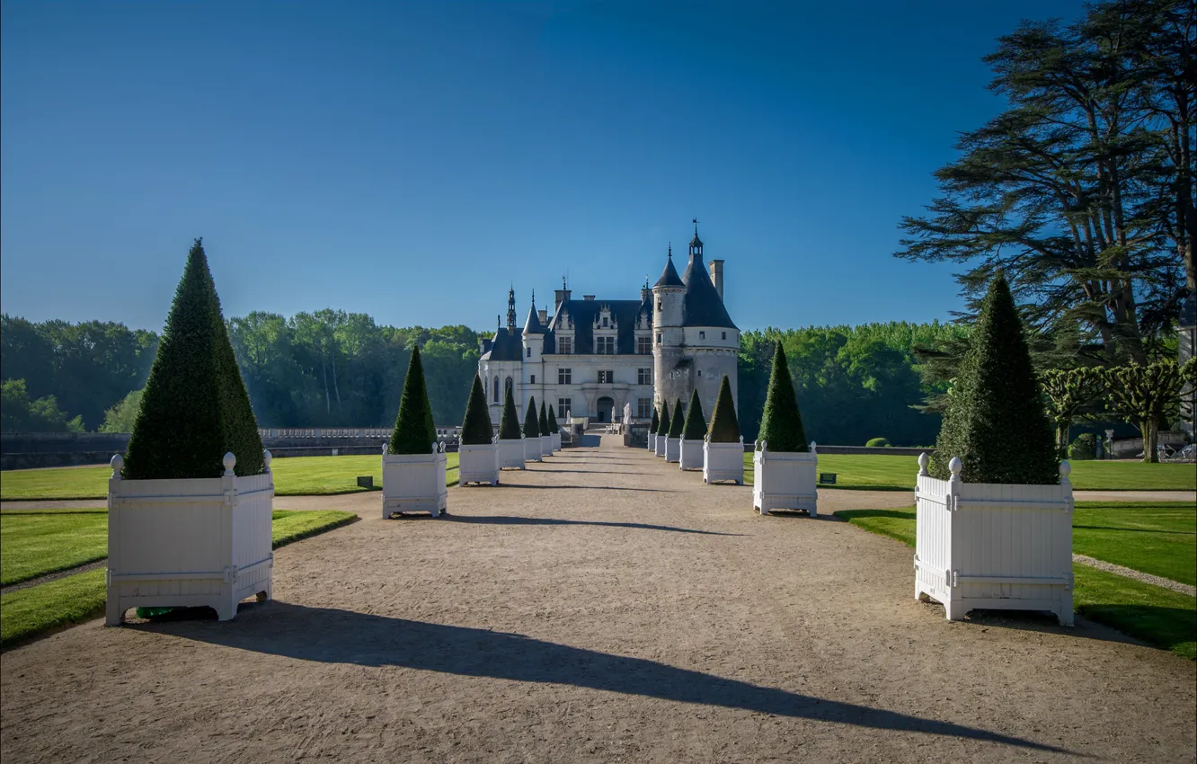 Photo wallpaper castle, France, alley, Chenonceau