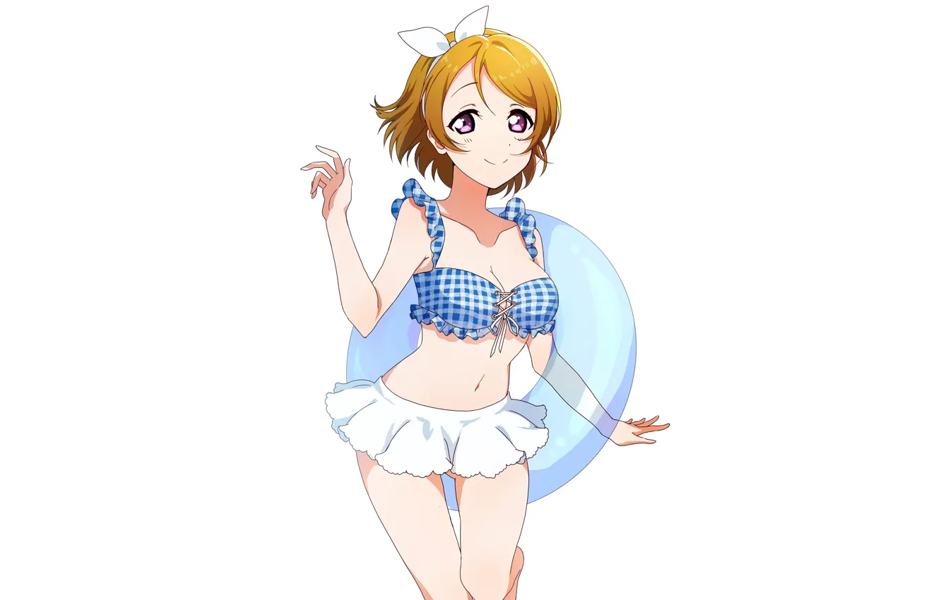 Photo wallpaper girl, sexy, blouse, legs, boobs, anime, beautiful, short hair