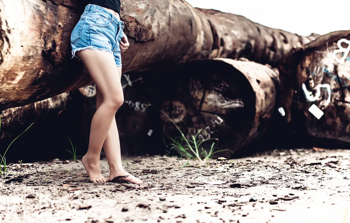 Photo wallpaper girl, shorts, legs