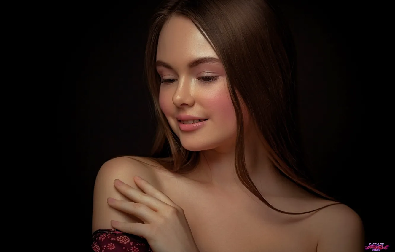 Photo wallpaper look, girl, face, model, portrait, gentle, shoulders, Oksana