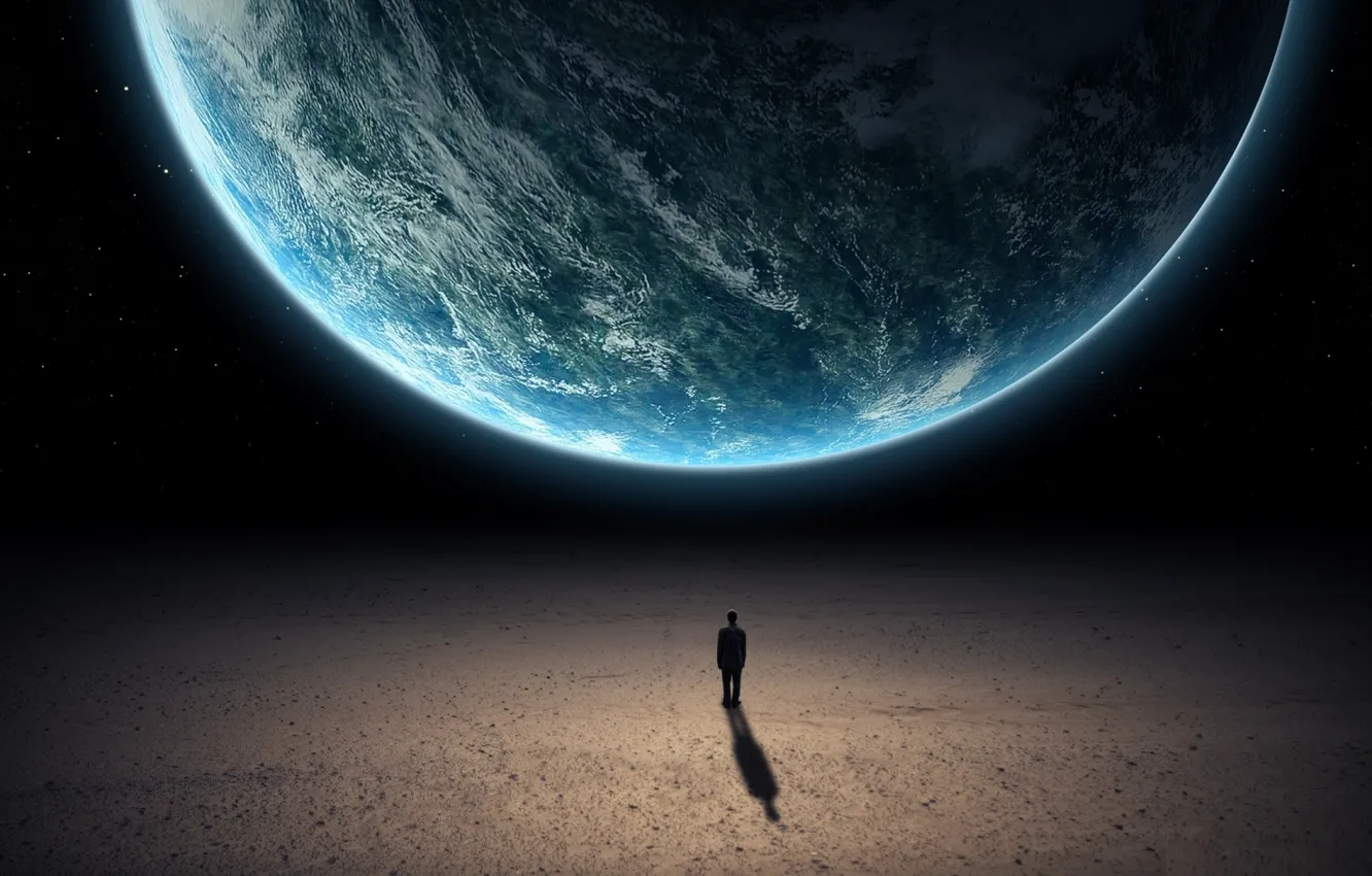 Photo wallpaper dark, planets, silhouette