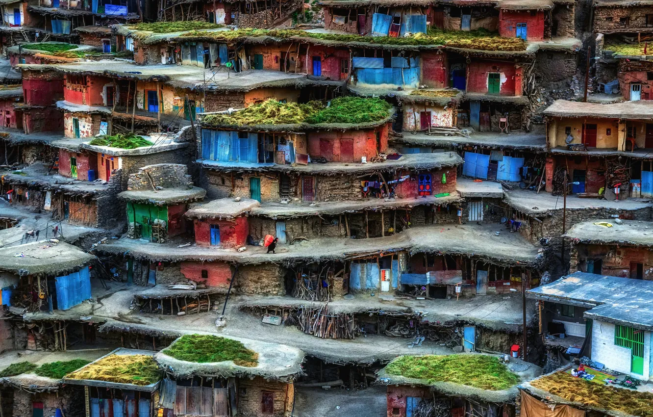 Photo wallpaper houses, Iran, slums, Sar Aqa Seyyed