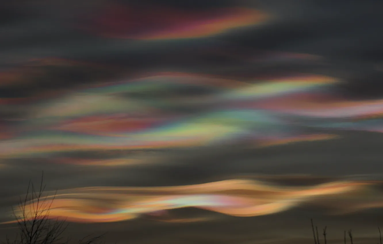Photo wallpaper Clouds, Winter, Clouds, Winter, Mother- of- pearl clouds, Polar stratospheric cloud